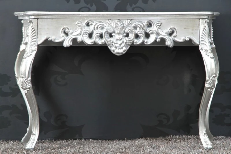 Casa Padrino Barock Konsole Silber 85 cm - Barockstil Konsolentisch - Barock Möbel