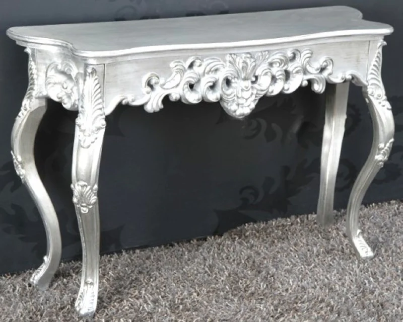 Casa Padrino Barock Konsole Silber 85 cm - Barockstil Konsolentisch - Barock Möbel