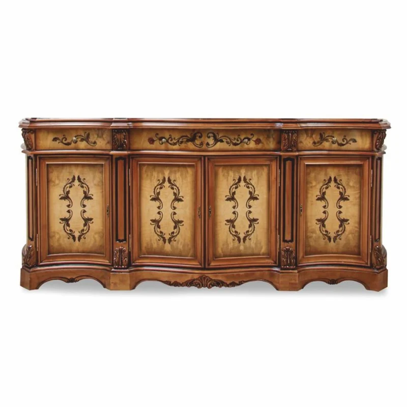 Casa Padrino Luxus Barock Sideboard Braun / Naturfarben 233 cm - Barock Möbel