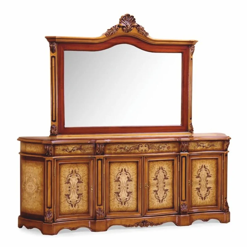 Casa Padrino Luxus Barock Sideboard Braun / Naturfarben 233 cm - Barock Möbel