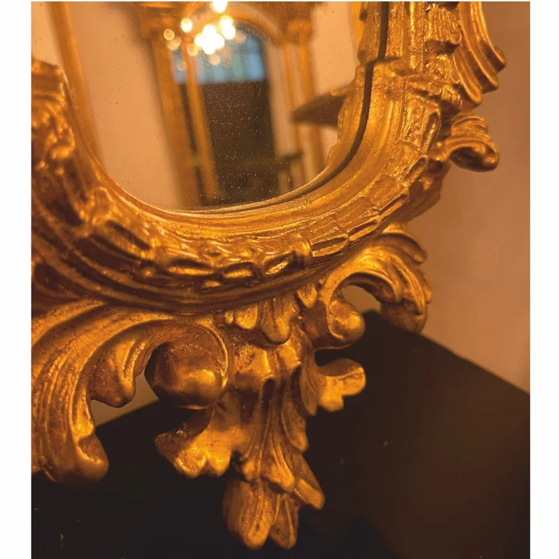 Casa Padrino Barock Spiegel Gold H. 64 cm - Barockstil Wandspiegel