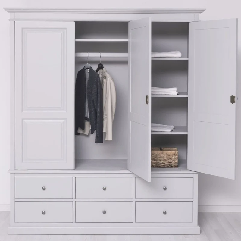 Casa Padrino Landhausstil Schlafzimmer Schrank Hellgrau 174 cm - Schlafzimmer Möbel