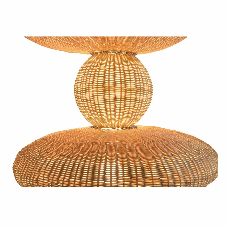 Casa Padrino Luxus Rattan LED Hängeleuchte Naturfarben H. 147 cm - Luxus Pendelleuchten