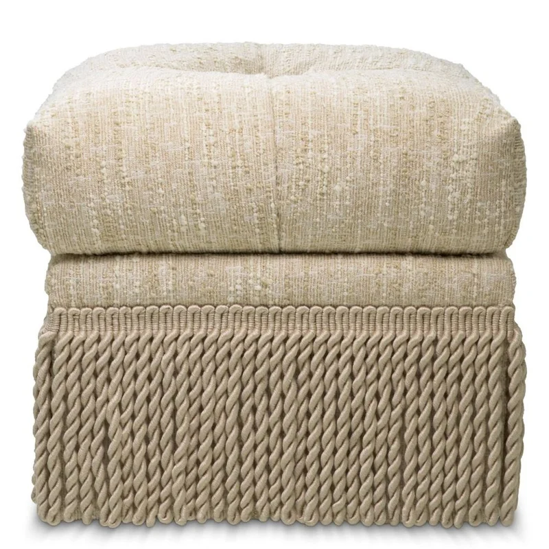 Casa Padrino Luxus Hocker Creme 53 x 53 x H. 47 cm - Wohnzimmer & Hotel Sitzhocker