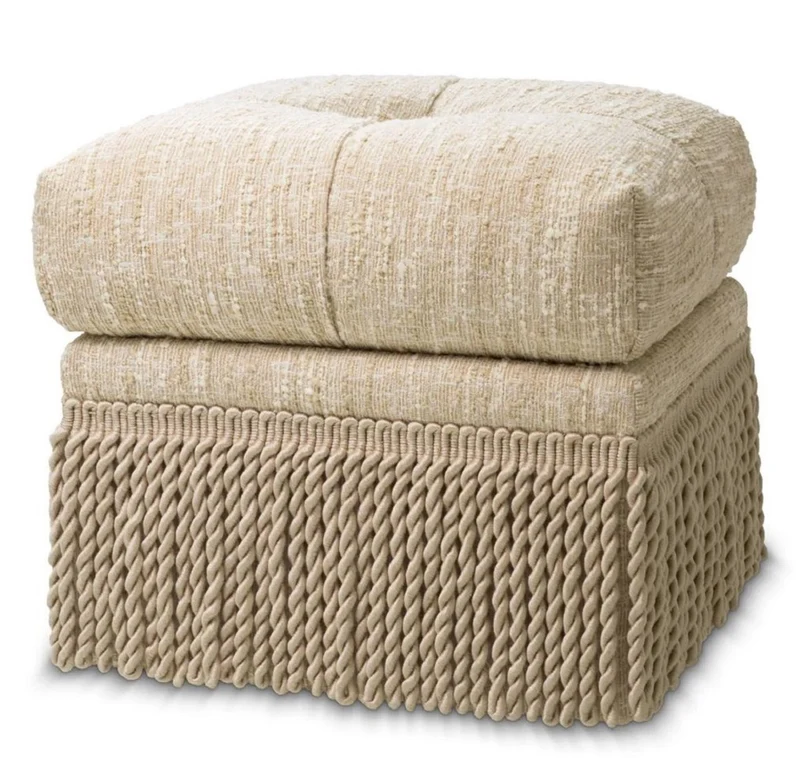 Casa Padrino Luxus Hocker Creme 53 x 53 x H. 47 cm - Wohnzimmer & Hotel Sitzhocker