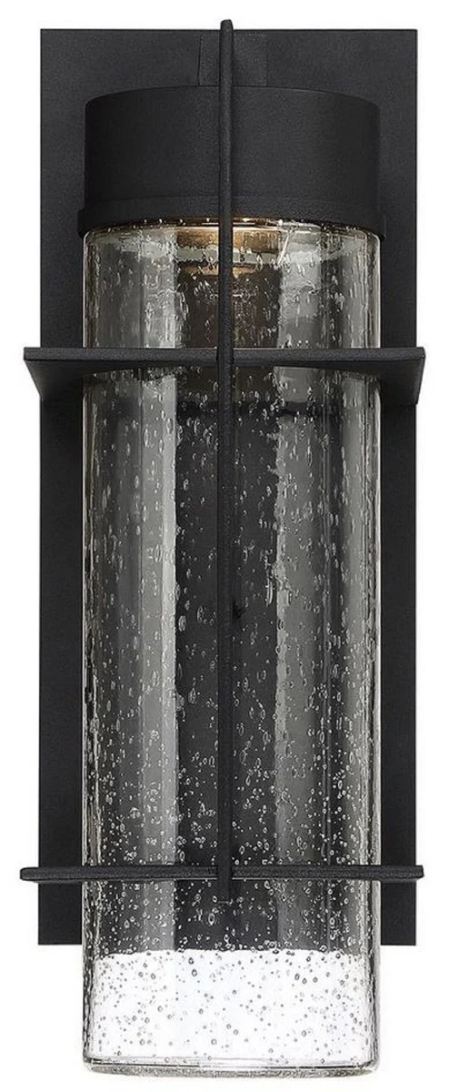 Casa Padrino Luxus LED Außenwandleuchte Schwarz H. 41 cm - Luxus Außenbeleuchtung