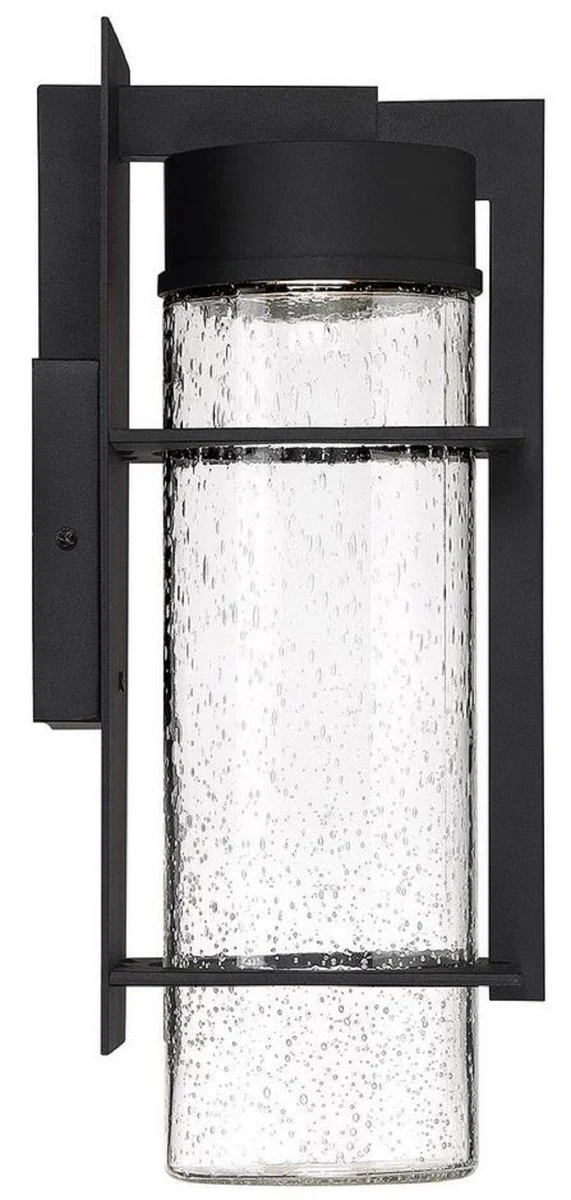 Casa Padrino Luxus LED Außenwandleuchte Schwarz H. 41 cm - Luxus Außenbeleuchtung