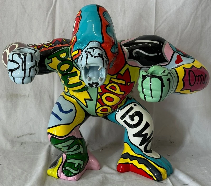 Casa Padrino Deko Figur Gorilla Affe Bunt H. 50 cm - Deko Skulptur