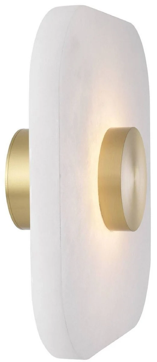 Casa Padrino Luxus LED Wandleuchte Alabaster / Hell Messing 28 x 10 x H. 28 cm
