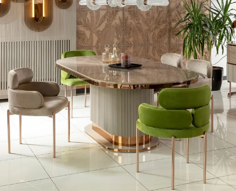 Casa Padrino Luxus Esszimmer Set Grau / Grün / Kupfer