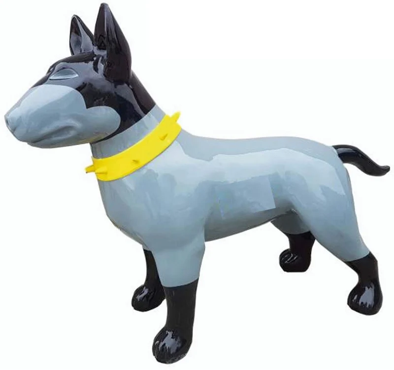 Casa Padrino XXL Deko Figur Hund Grau / Schwarz / Gelb 116 cm - Garten Deko Skulptur