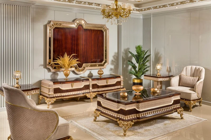 Casa Padrino Luxus Barock Wohnzimmer Sessel Grau / Dunkelbraun / Gold - Barock Möbel