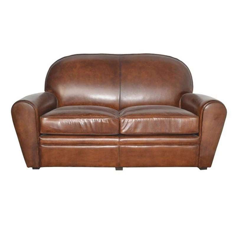 Casa Padrino Luxus Leder Sofa Braun 150 cm - Echtleder Wohnzimmer Sofa