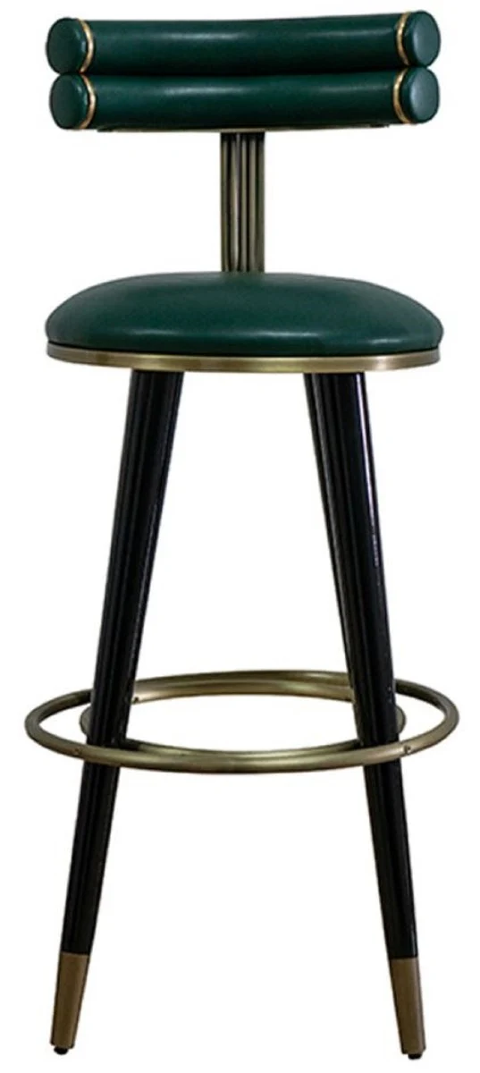 Casa Padrino Luxus Barstuhl Grün / Schwarz / Antik Messing H. 98 cm - Hotel & Bar Möbel