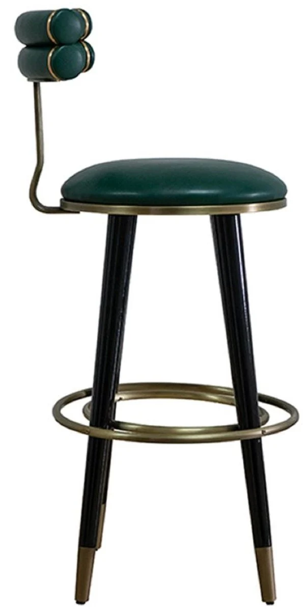 Casa Padrino Luxus Barstuhl Grün / Schwarz / Antik Messing H. 98 cm - Hotel & Bar Möbel