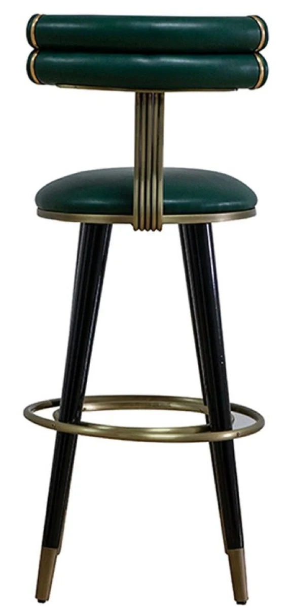 Casa Padrino Luxus Barstuhl Grün / Schwarz / Antik Messing H. 98 cm - Hotel & Bar Möbel