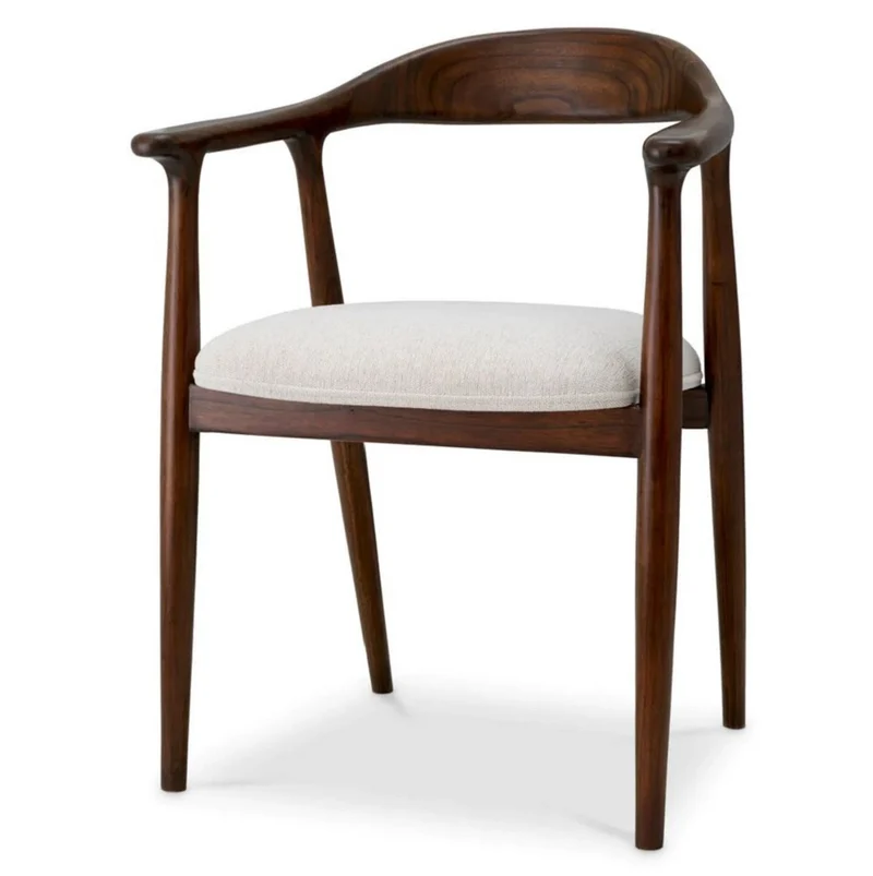 Casa Padrino Luxus Esszimmer Stuhl mit Armlehnen Braun / Creme - Restaurant Möbel