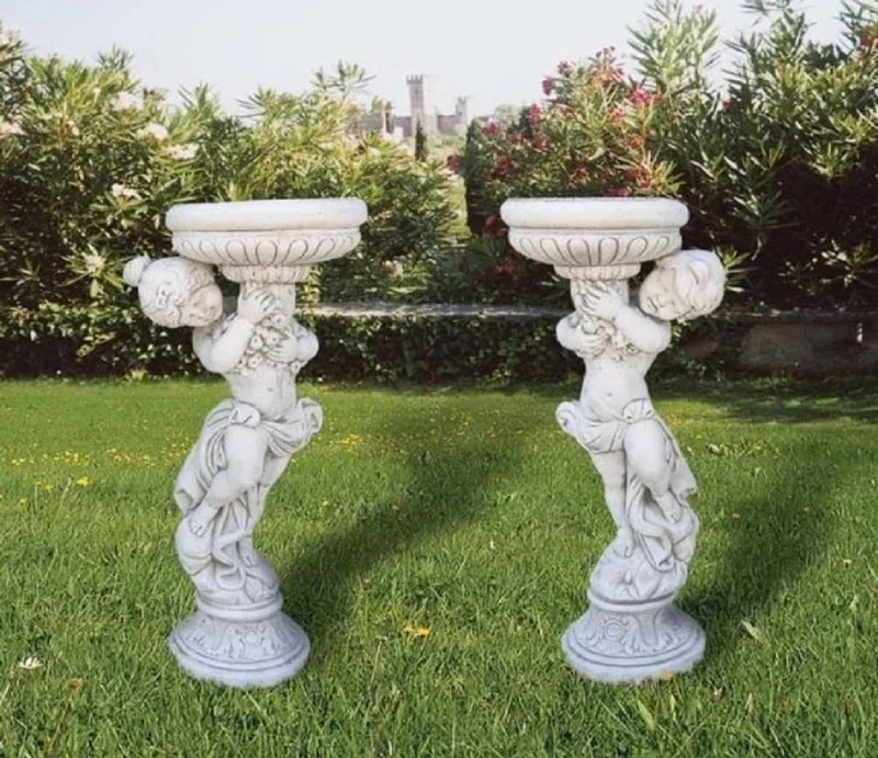 Casa Padrino Luxus Barock Blumentopf Set Grau H. 115 cm - Made in Italy