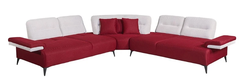 Casa Padrino Luxus Ecksofa Bordeauxrot / Weiß / Grau 310 x 310 cm - Wohnzimmer Sofa