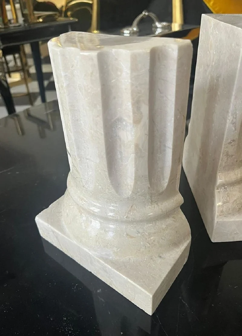 Casa Padrino Luxus Marmor Buchstützen Set Barock Säulen Creme H. 21 cm