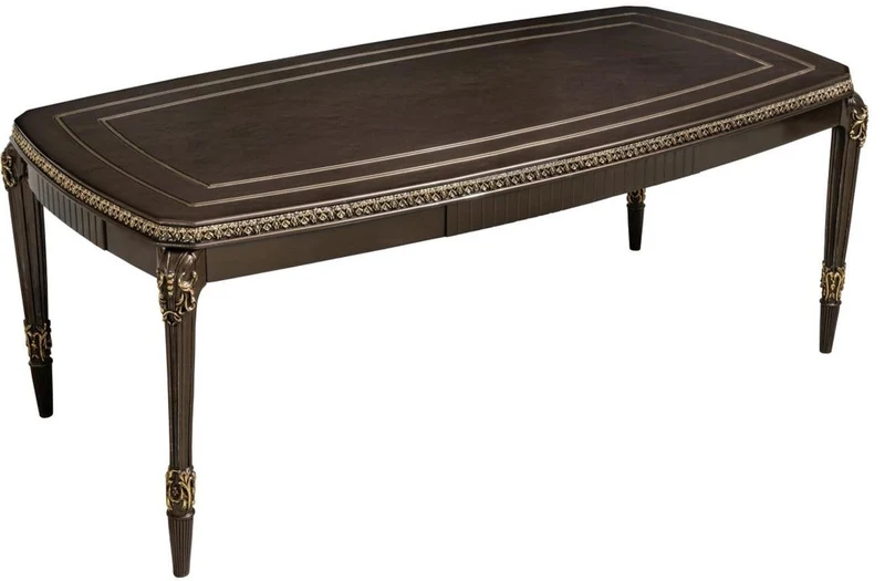 Casa Padrino Luxus Barock Couchtisch Dunkelbraun / Gold 132 cm - Barock Möbel