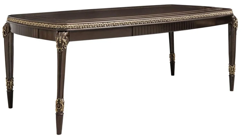 Casa Padrino Luxus Barock Couchtisch Dunkelbraun / Gold 132 cm - Barock Möbel