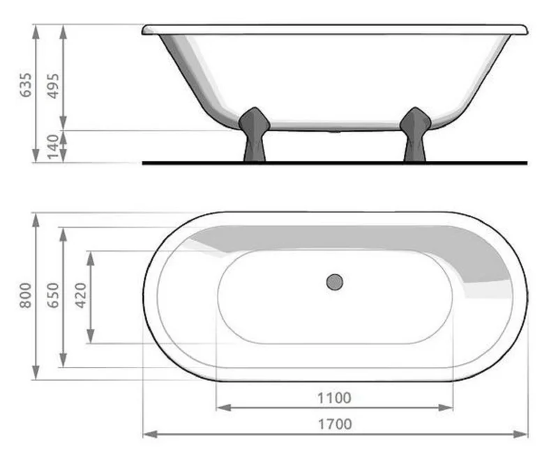 Casa Padrino Jugendstil Badewanne Schwarz / Silber 170 cm - Freistehende Retro Stil Badewanne
