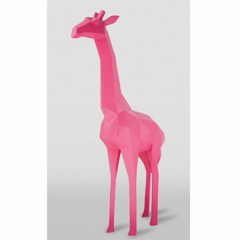 Casa Padrino XXL Deko Skulptur Giraffe Rosa H. 140 cm - Abstrakte Garten Deko Figur