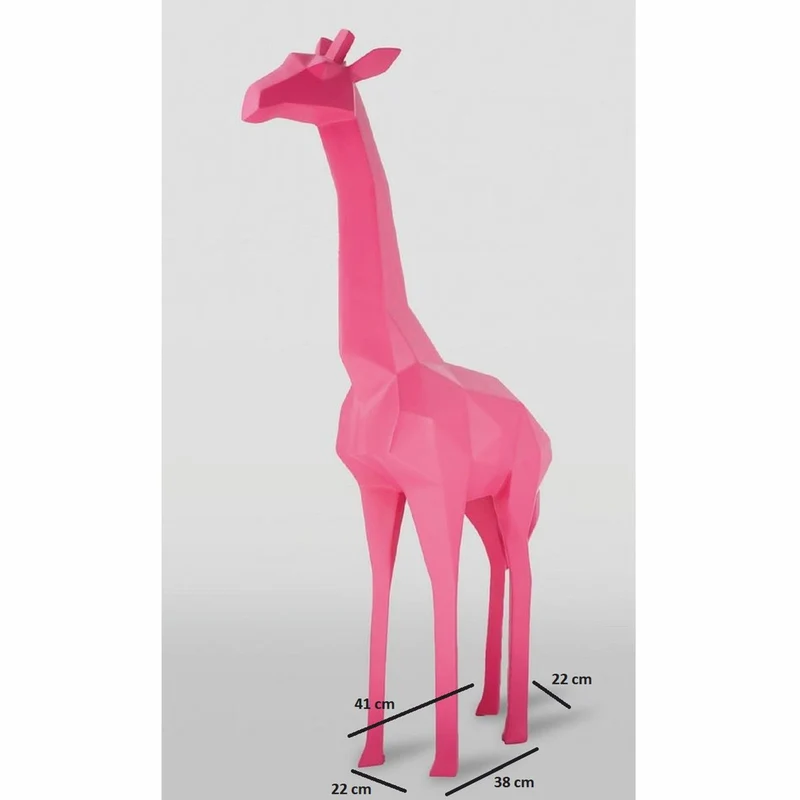 Casa Padrino XXL Deko Skulptur Giraffe Rosa H. 140 cm - Abstrakte Garten Deko Figur