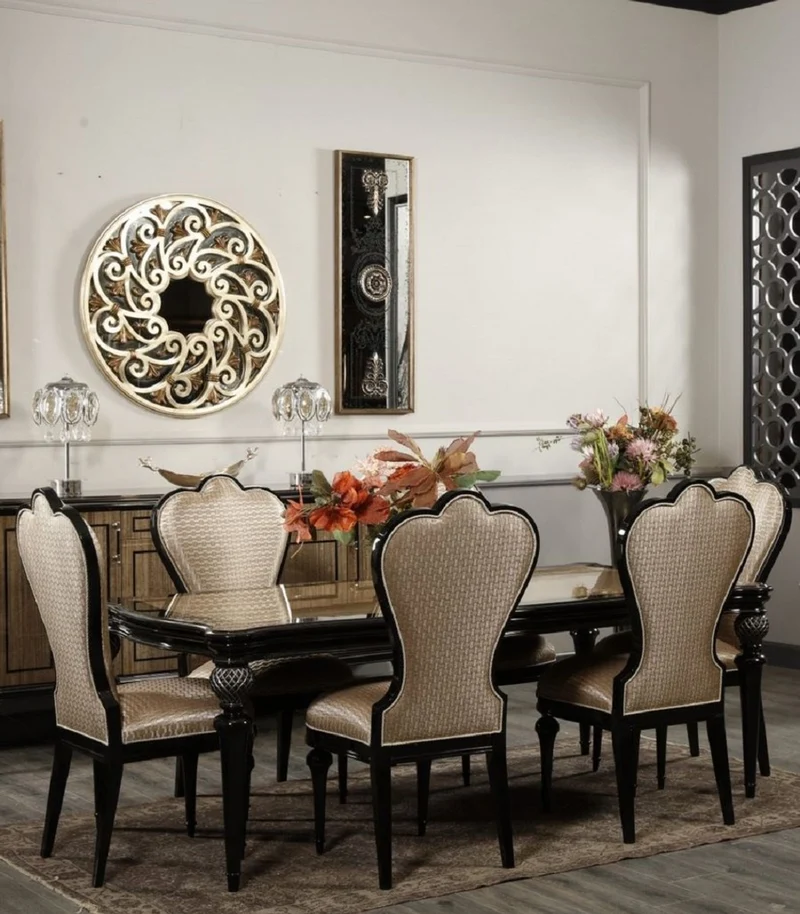 Casa Padrino Luxus Barock Esszimmer Stuhl Gold / Schwarz H. 120 cm - Barock Esszimmer Möbel