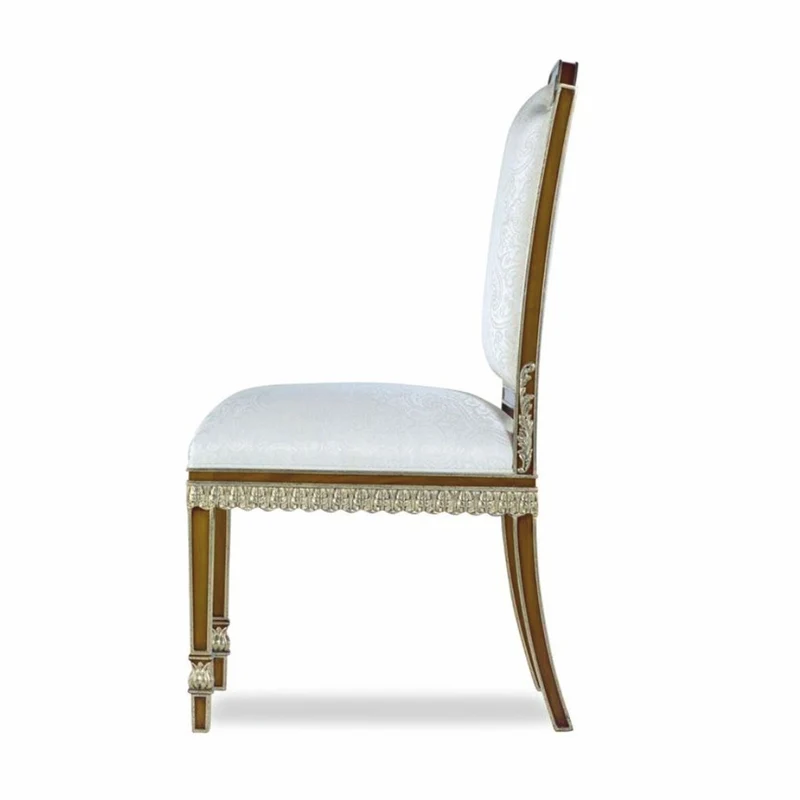 Casa Padrino Luxus Barock Mahagoni Esszimmer Stuhl Weiß / Braun / Gold H. 102 cm - Barock Möbel