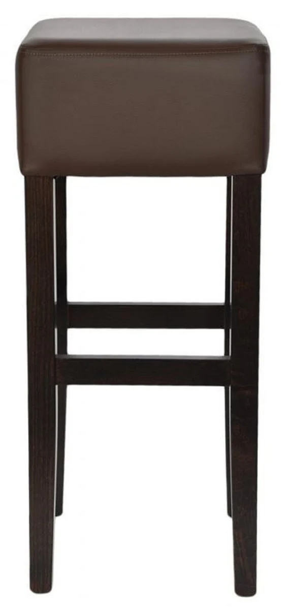 Casa Padrino Landhausstil Barhocker Braun / Schwarz H. 80 cm - Gepolsteter Massivholz Barstuhl