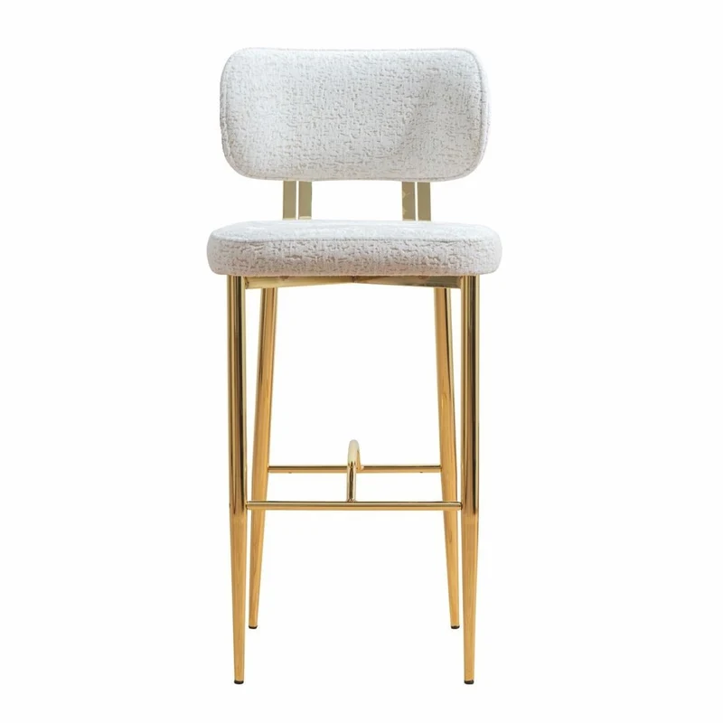 Casa Padrino Luxus Barstuhl 6er Set Weiß / Gold H. 107 cm - Bar Möbel