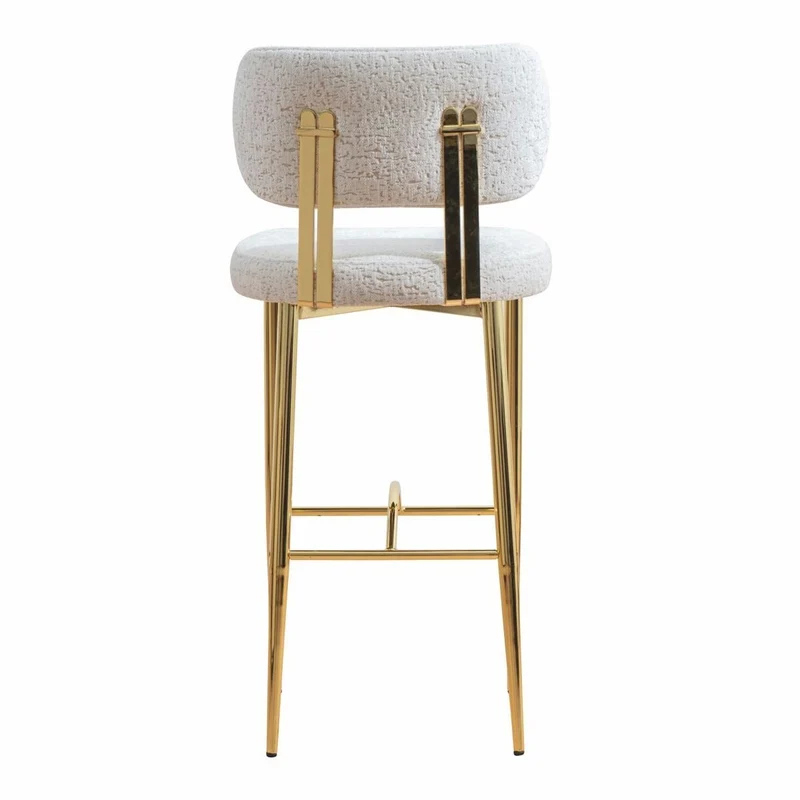 Casa Padrino Luxus Barstuhl 6er Set Weiß / Gold H. 107 cm - Bar Möbel