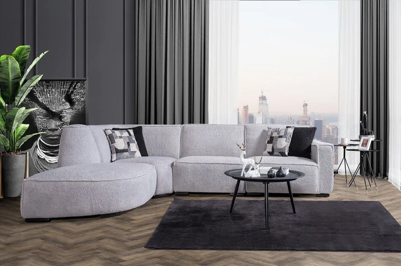 Casa Padrino Luxus Ecksofa Grau / Schwarz 290 x 215 cm - Wohnzimmer & Hotel Möbel