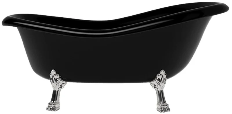 Casa Padrino Jugendstil Badewanne Schwarz / Silber 168 cm - Freistehende Retro Stil Badewanne