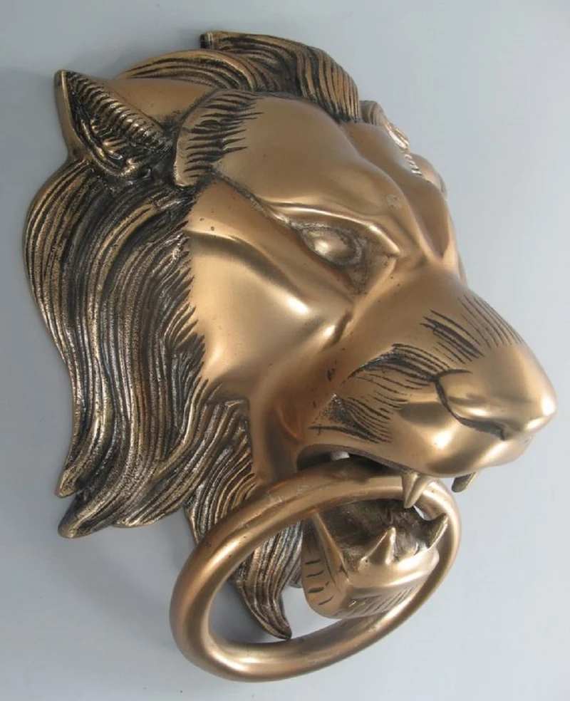 Casa Padrino Barock Aluminium Türklopfer Löwe Bronze H. 33 cm - Barock Deko Accessoires