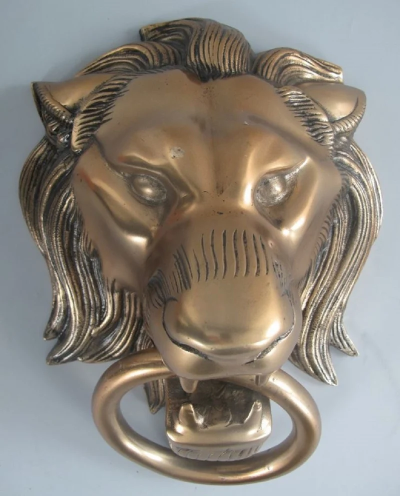 Casa Padrino Barock Aluminium Türklopfer Löwe Bronze H. 33 cm - Barock Deko Accessoires