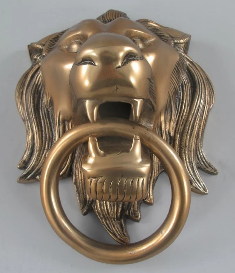 Casa Padrino Barock Aluminium Türklopfer Löwe Bronze H. 33 cm - Barock Deko Accessoires