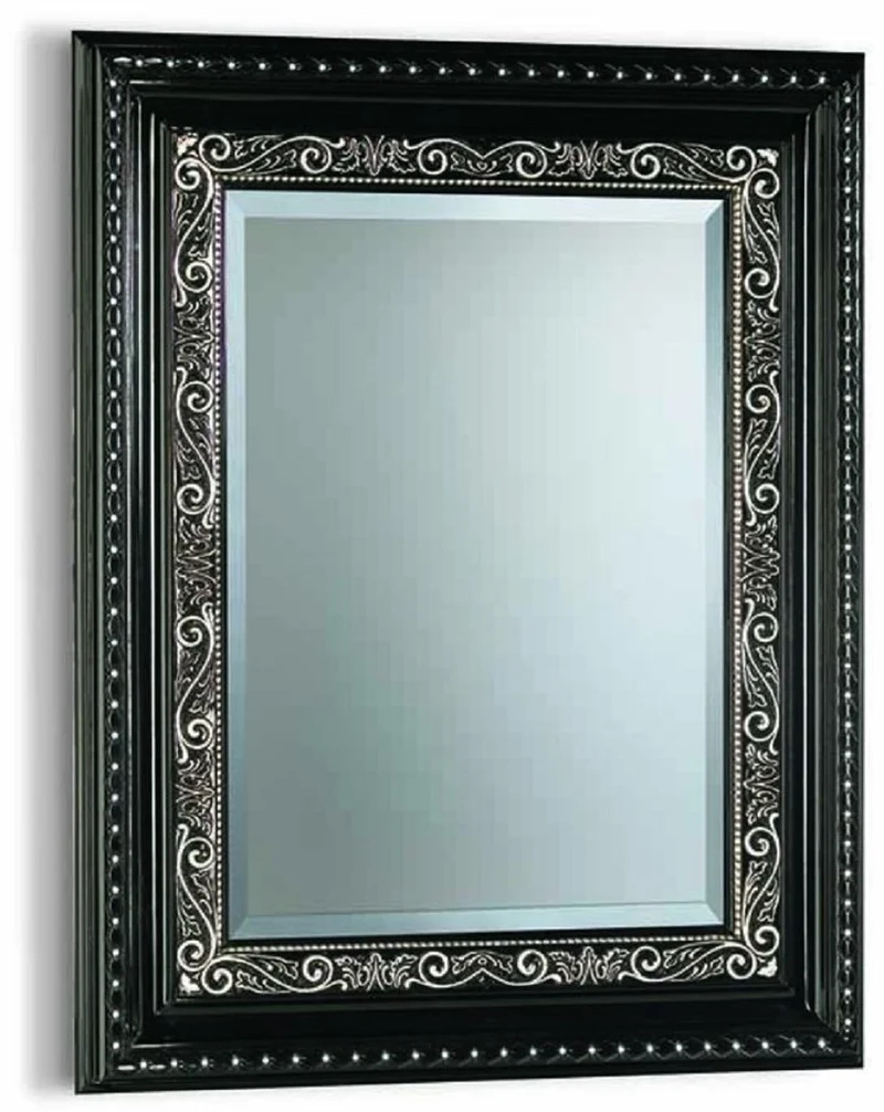 Casa Padrino Luxus Barock Spiegel mit Kristallglas Schwarz / Silber H. 140 cm - Made in Italy