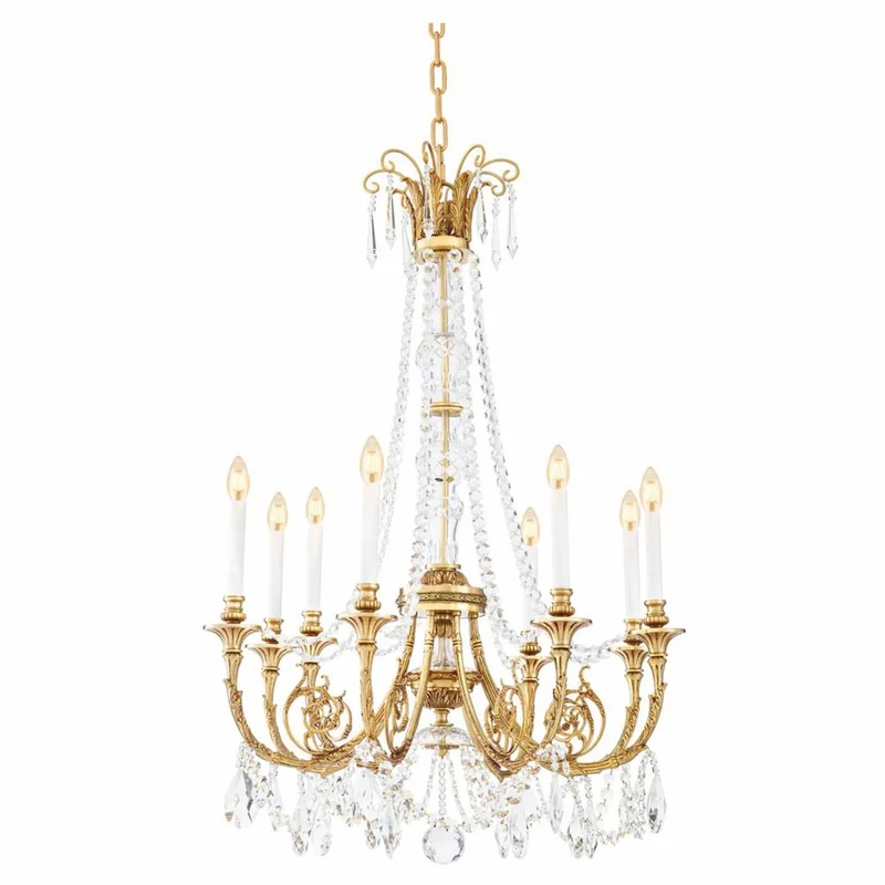 Casa Padrino Luxus Barock Kristall Kronleuchter Antik Gold Ø 80 x H. 116 cm - Luxus Qualität