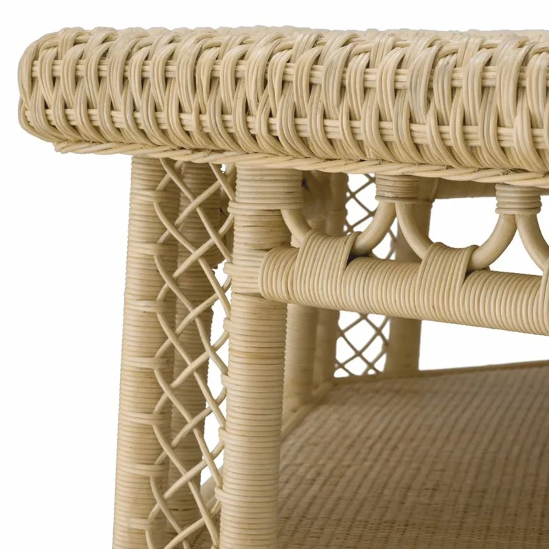 Casa Padrino Luxus Rattan Couchtisch Naturfarben 120 x 105 x H. 50 cm - Wohnzimmer Möbel
