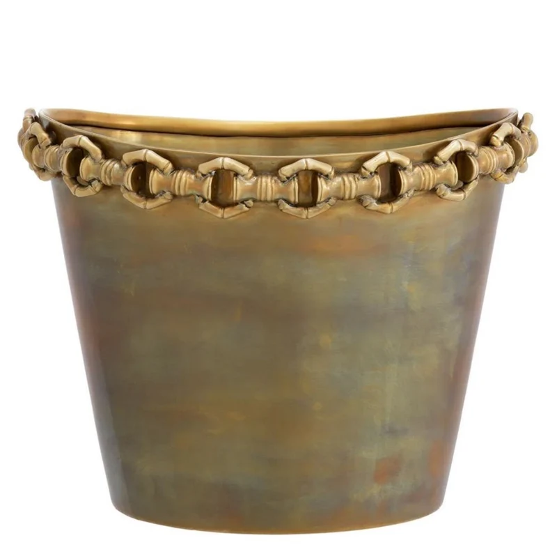 Casa Padrino Luxus Weinkühler Vintage Messing H. 21 cm - Champagnerkühler - Hotel Accessoires