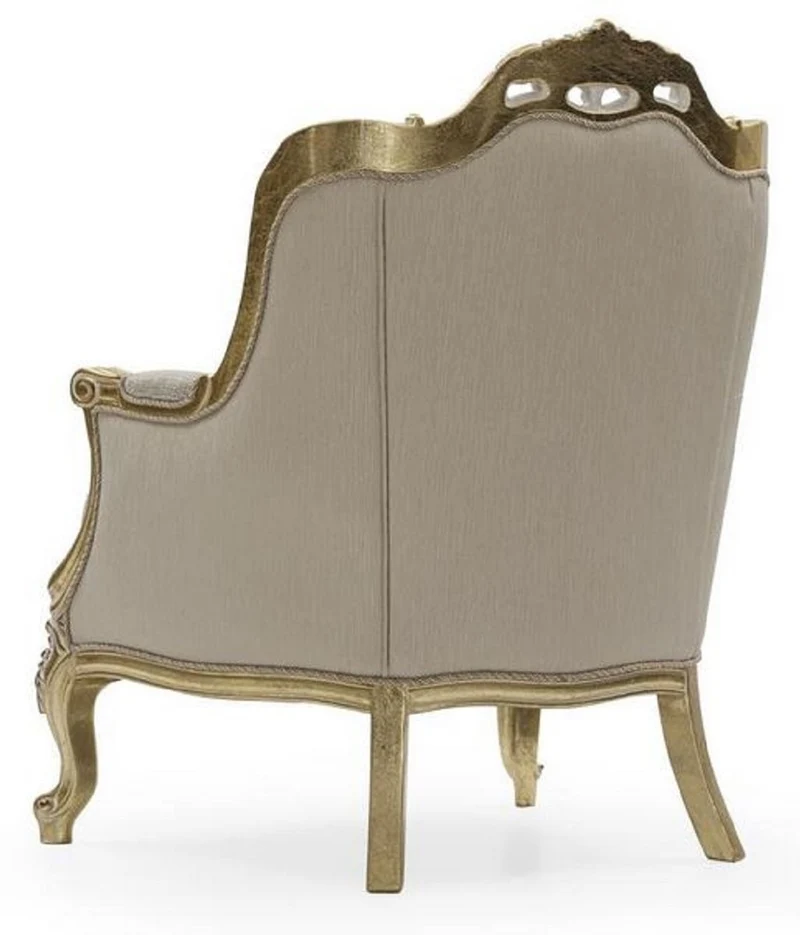 Casa Padrino Luxus Barock Sessel Grau / Gold H. 105 cm - Barock Möbel