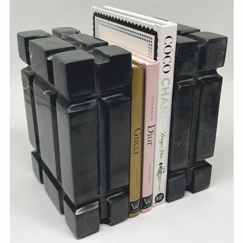 Casa Padrino Luxus Marmor Deko Buchstützen Set Schwarz - Deko Accessoires