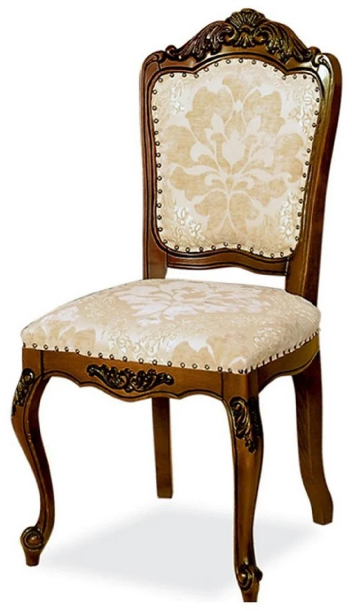 Casa Padrino Luxus Barock Esszimmer Stuhl 8er Set Beige / Braun H. 103 cm - Barock Esszimmer Möbel