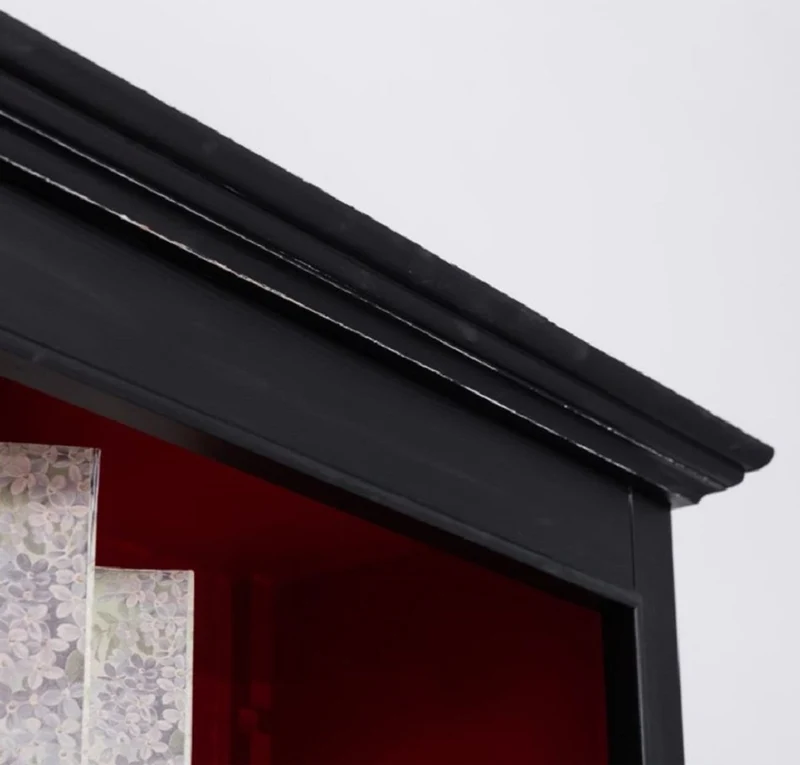 Casa Padrino Landhausstil Massivholz Bücherschrank Schwarz / Rot H. 210 cm - Landhausstil Möbel