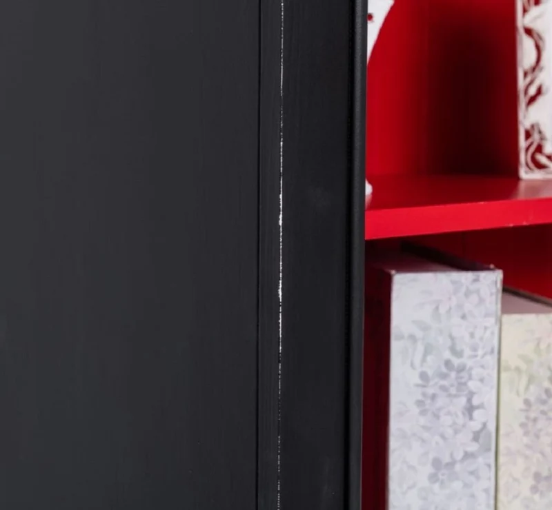 Casa Padrino Landhausstil Massivholz Bücherschrank Schwarz / Rot H. 210 cm - Landhausstil Möbel