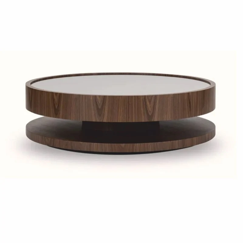 Casa Padrino Luxus Couchtisch mit Glasplatte Braun Ø 120 cm - Wohnzimmer Möbel