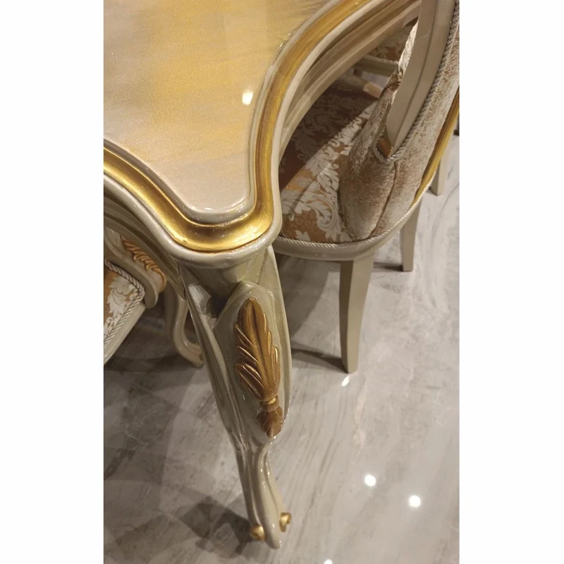 Casa Padrino Luxus Barock Esszimmer Set Gold / Grau - 1 Barock Esstisch & 6 Barock Esszimmerstühle